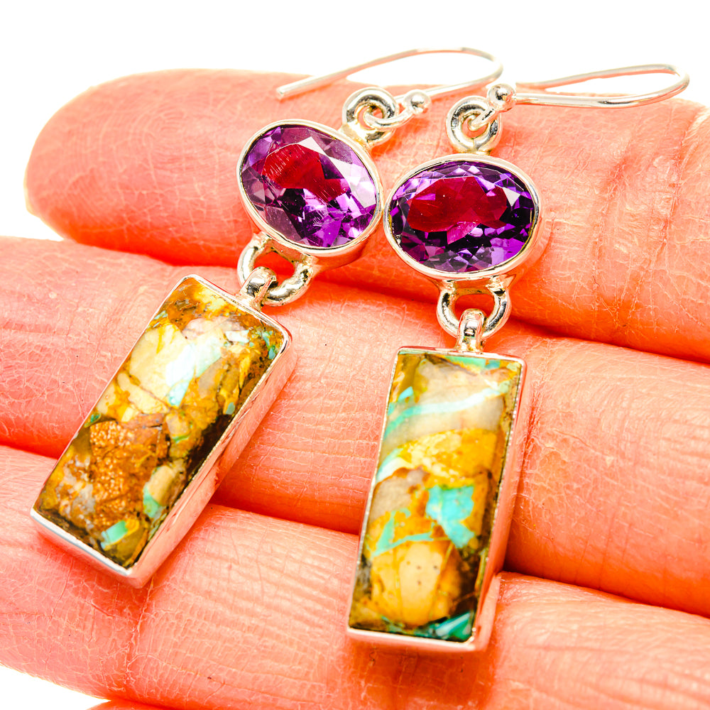 Kingman Mohave Turquoise Earrings handcrafted by Anasilvercos - EARR430821