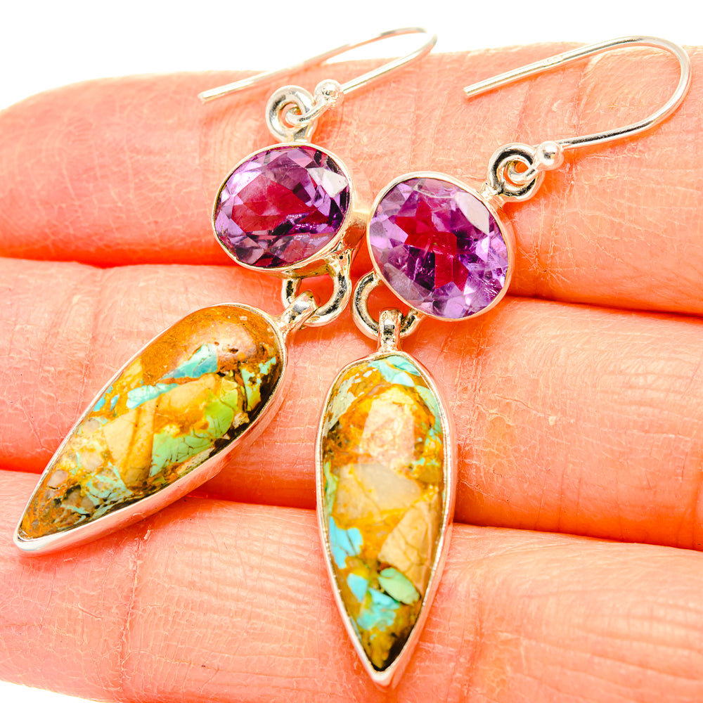 Kingman Mohave Turquoise Earrings handcrafted by Anasilvercos - EARR430824