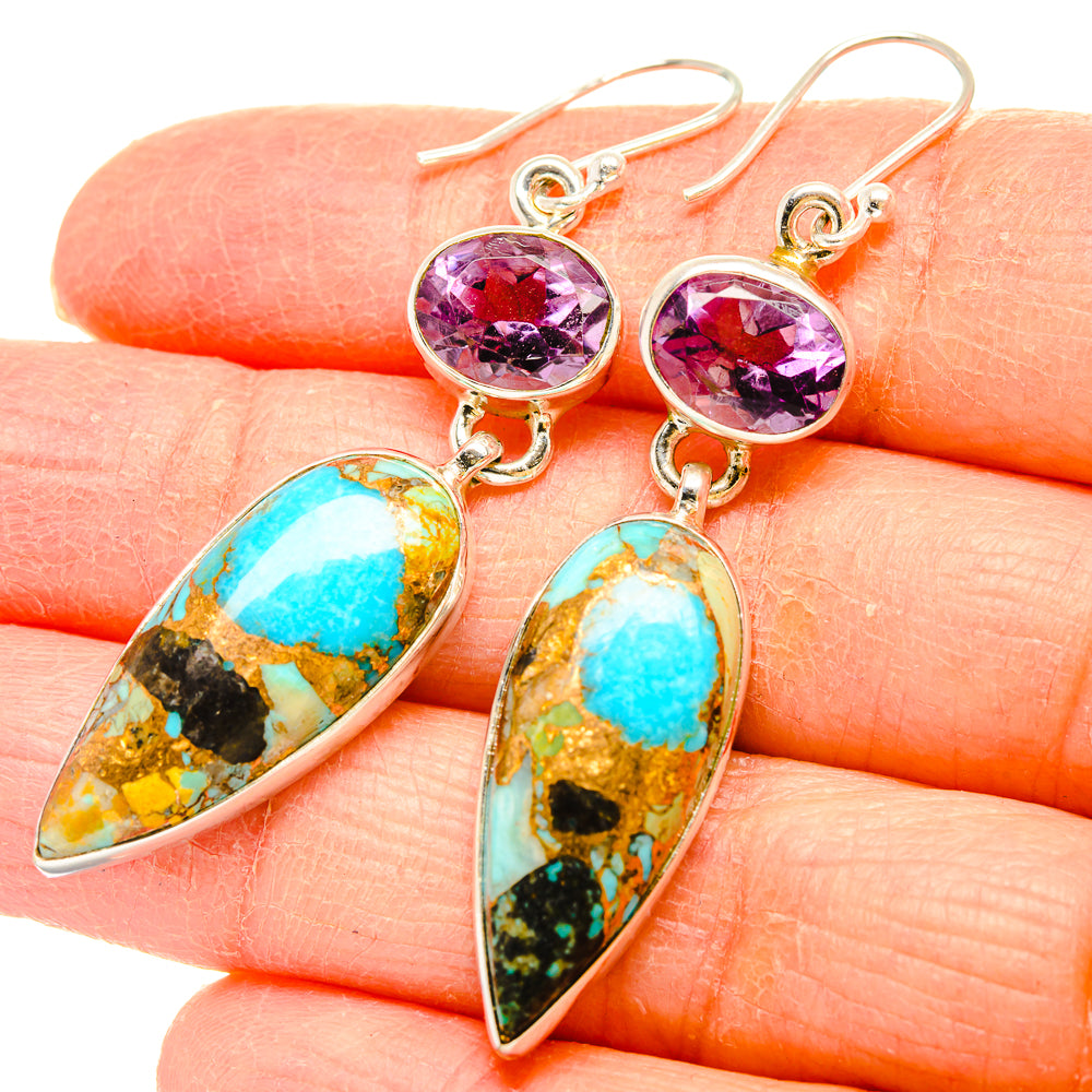 Kingman Mohave Turquoise Earrings handcrafted by Anasilvercos - EARR430825