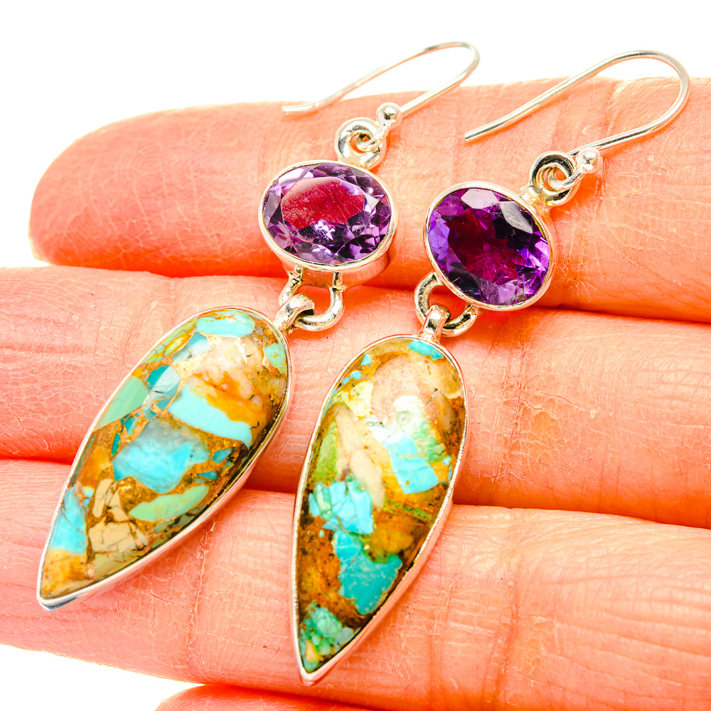 Kingman Mohave Turquoise Earrings handcrafted by Anasilvercos - EARR430827