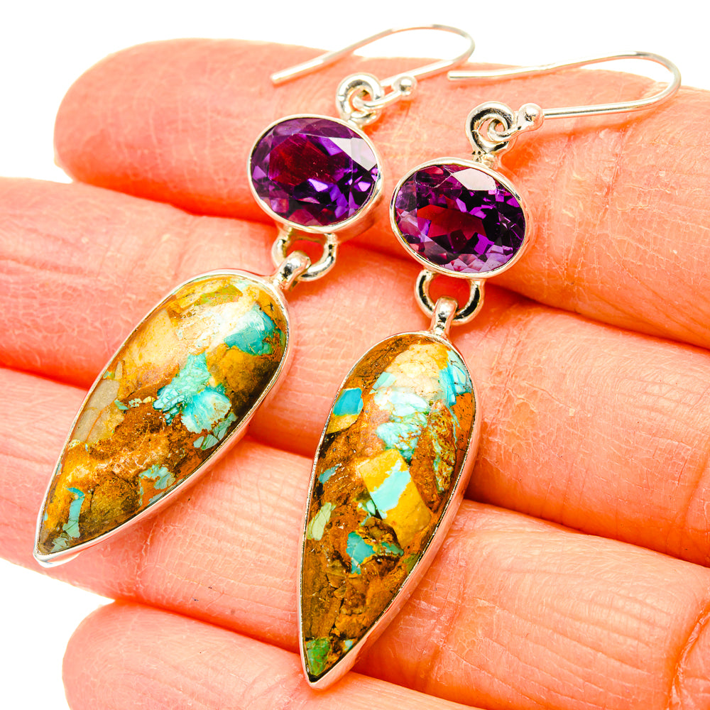 Kingman Mohave Turquoise Earrings handcrafted by Anasilvercos - EARR430831