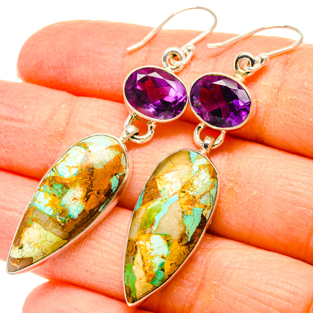 Kingman Mohave Turquoise Earrings handcrafted by Anasilvercos - EARR430833