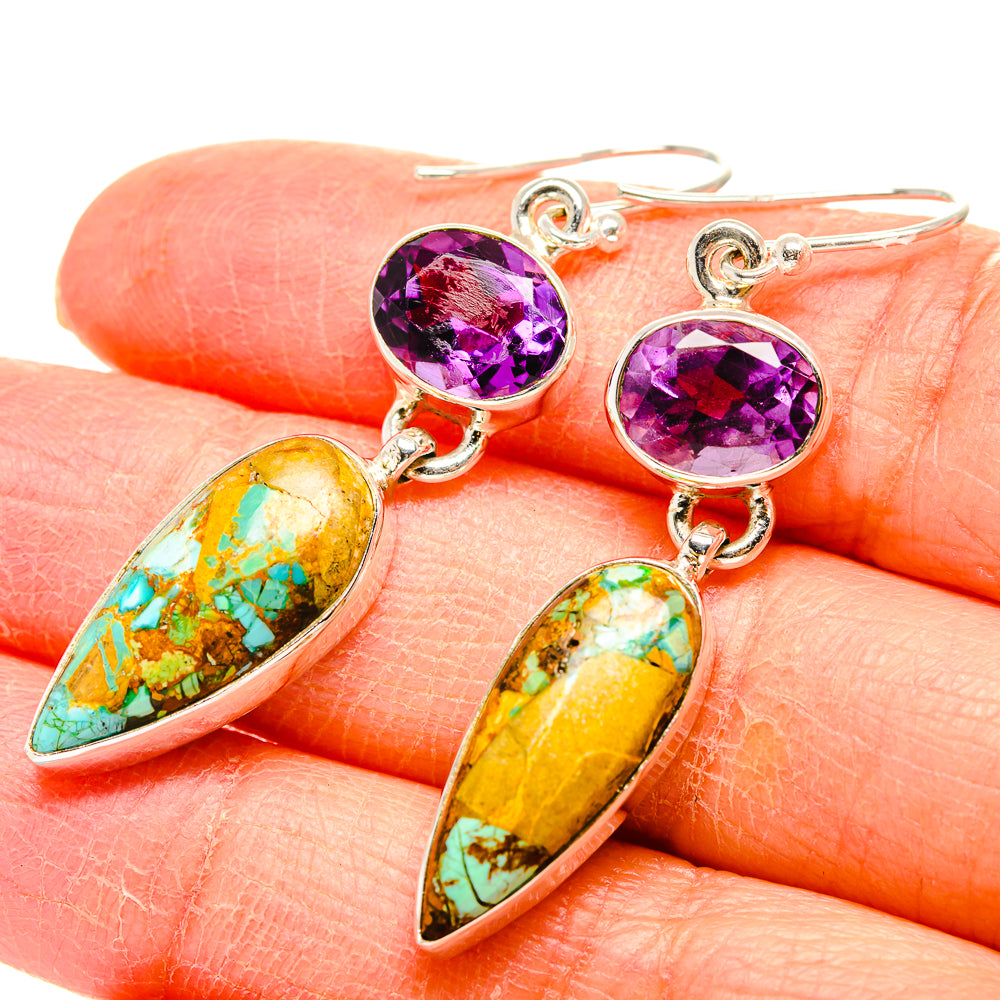 Kingman Mohave Turquoise Earrings handcrafted by Anasilvercos - EARR430839