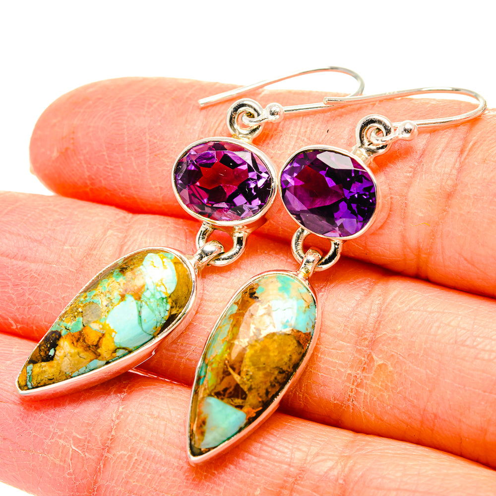 Kingman Mohave Turquoise Earrings handcrafted by Anasilvercos - EARR430841