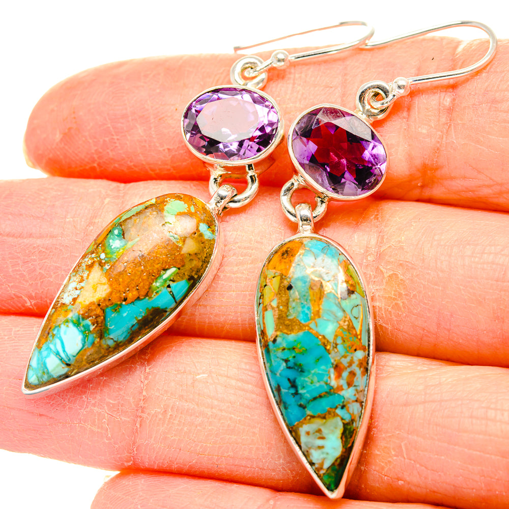 Kingman Mohave Turquoise Earrings handcrafted by Anasilvercos - EARR430849