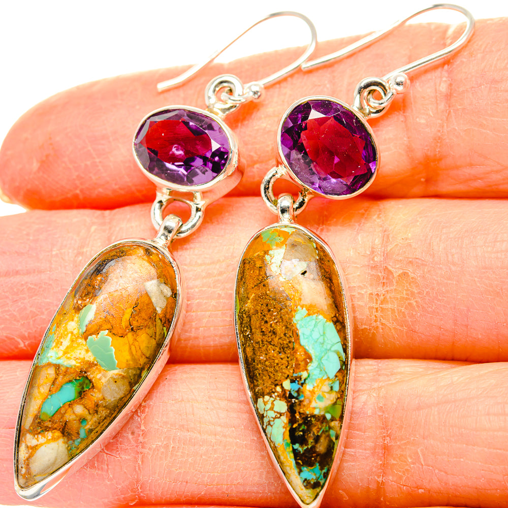 Kingman Mohave Turquoise Earrings handcrafted by Anasilvercos - EARR430862