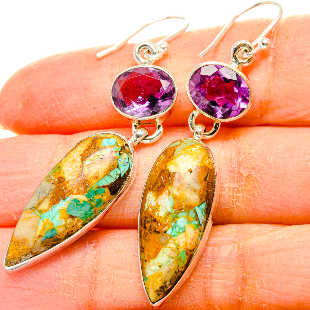 Kingman Mohave Turquoise Earrings handcrafted by Anasilvercos - EARR430872