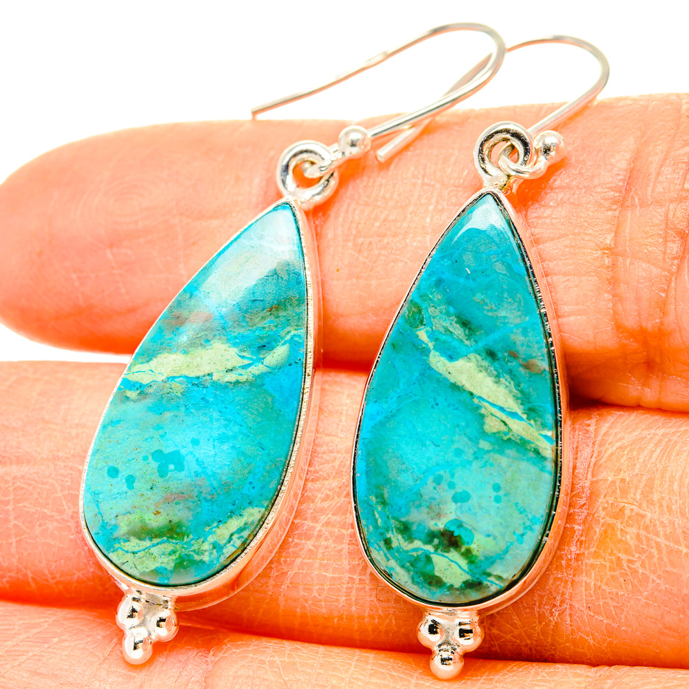 Chrysocolla Earrings handcrafted by Anasilvercos - EARR430876