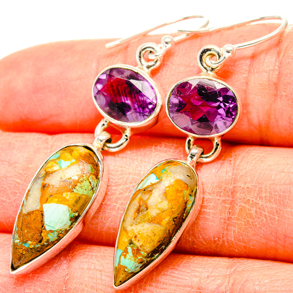 Kingman Mohave Turquoise Earrings handcrafted by Anasilvercos - EARR430884