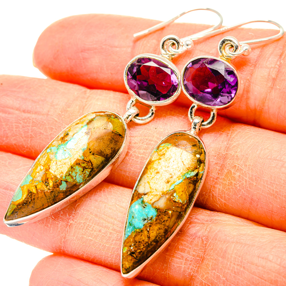 Kingman Mohave Turquoise Earrings handcrafted by Anasilvercos - EARR430898