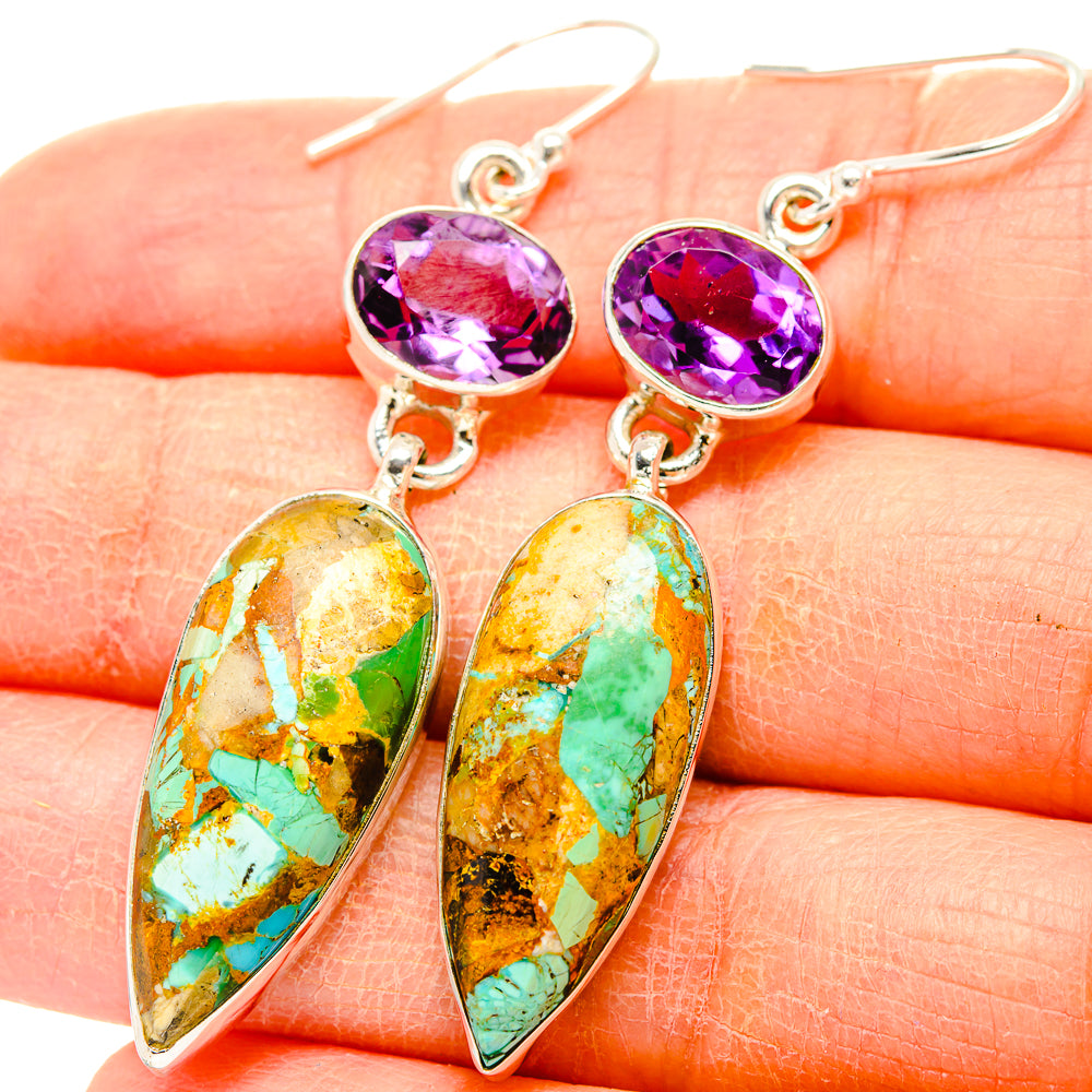 Kingman Mohave Turquoise Earrings handcrafted by Anasilvercos - EARR430904