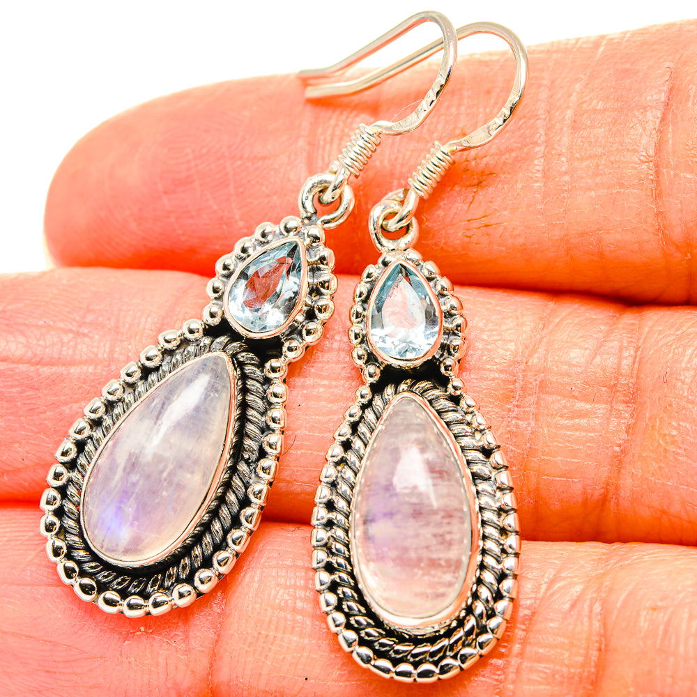 Rainbow Moonstone Earrings handcrafted by Anasilvercos - EARR430926