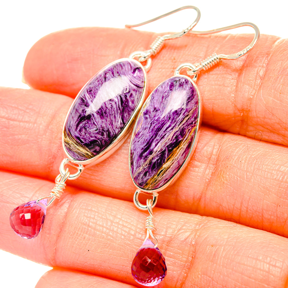 Charoite Earrings handcrafted by Anasilvercos - EARR430928
