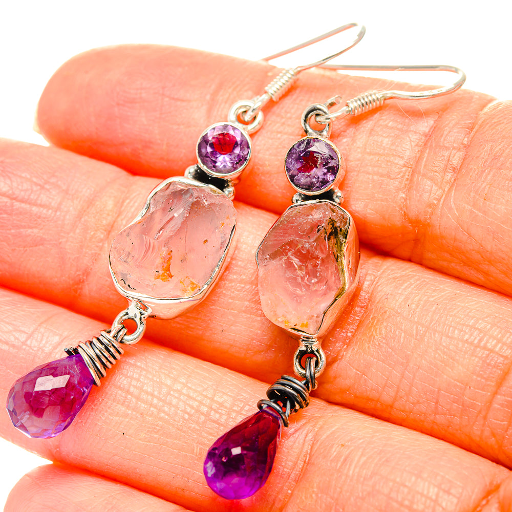 Rose Quartz Earrings handcrafted by Anasilvercos - EARR430930
