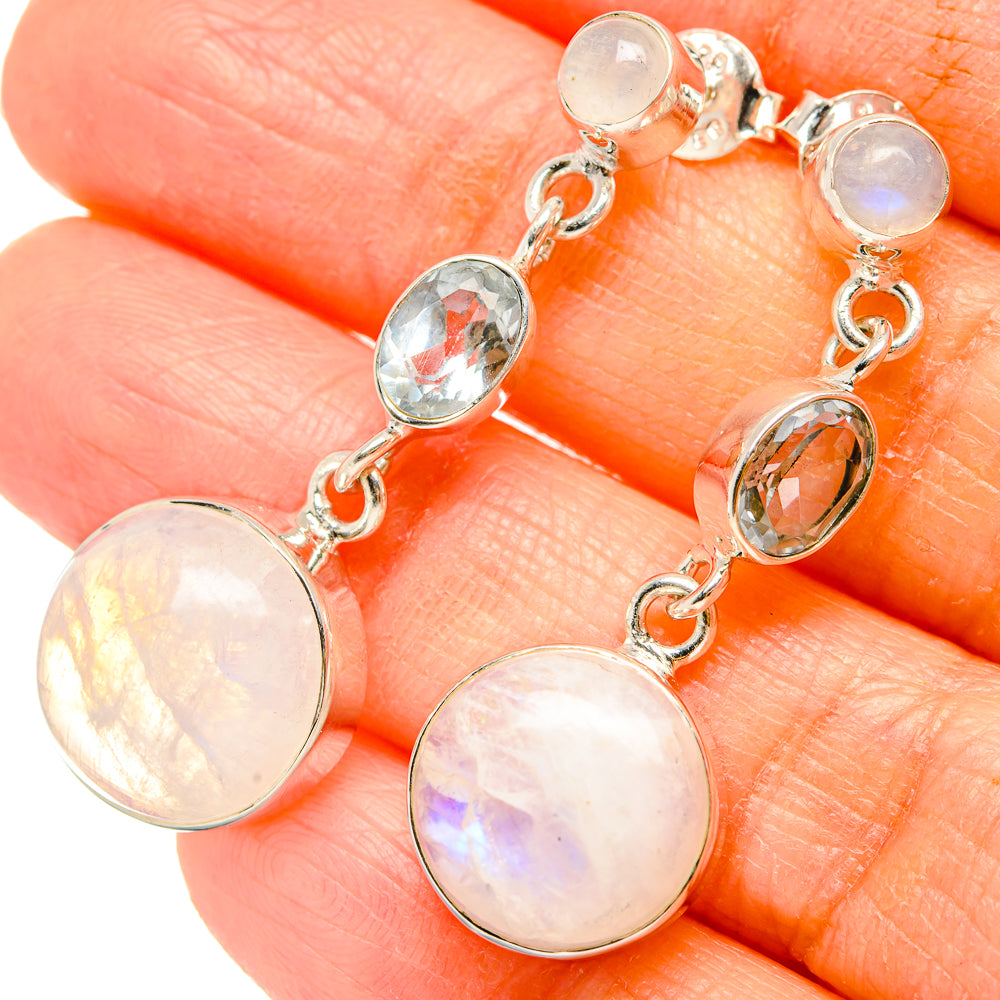 Rainbow Moonstone Earrings handcrafted by Anasilvercos - EARR430935
