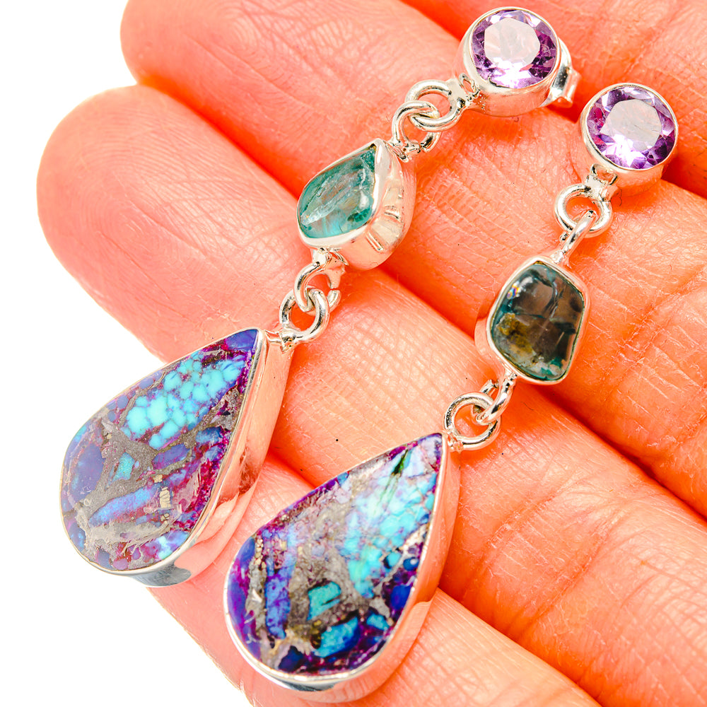 Purple Copper Composite Turquoise Earrings handcrafted by Anasilvercos - EARR430937