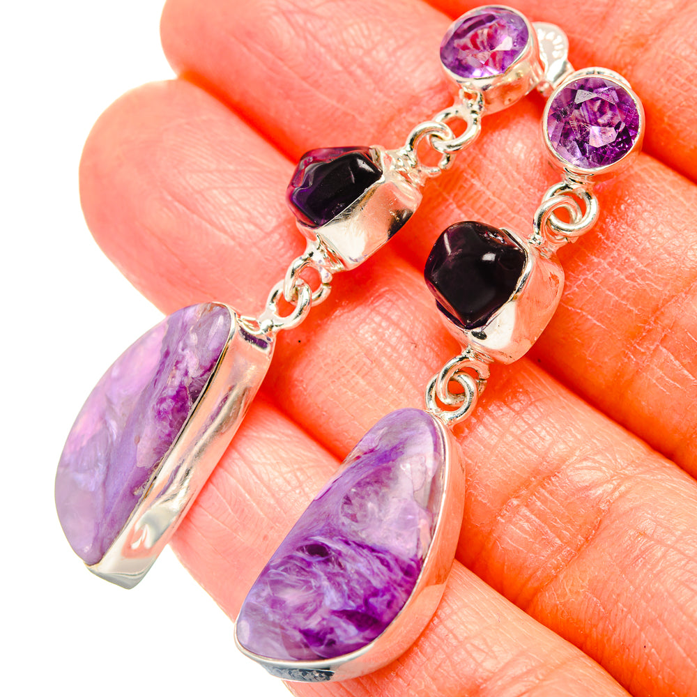 Charoite Earrings handcrafted by Anasilvercos - EARR430952