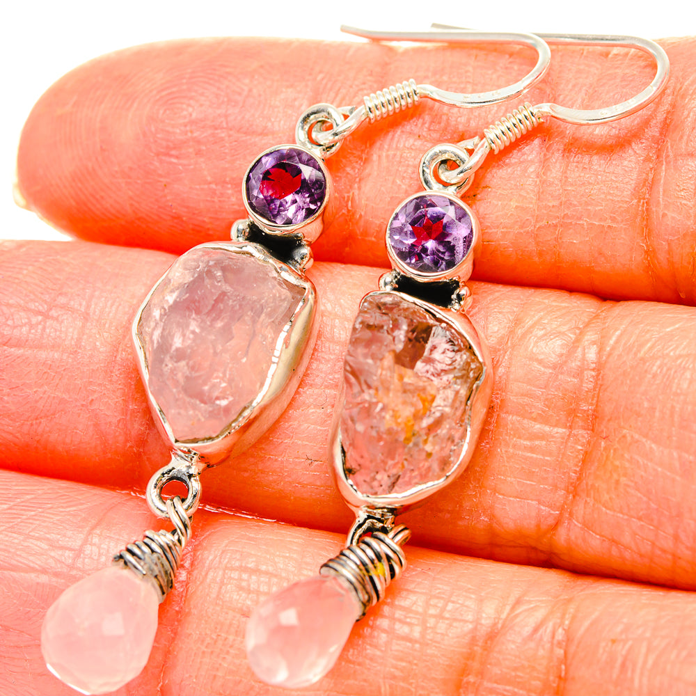 Rose Quartz Earrings handcrafted by Anasilvercos - EARR430956