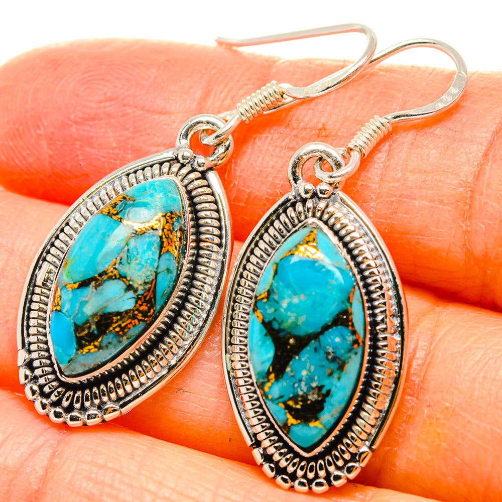 Kingman Mohave Turquoise Earrings handcrafted by Anasilvercos - EARR430969
