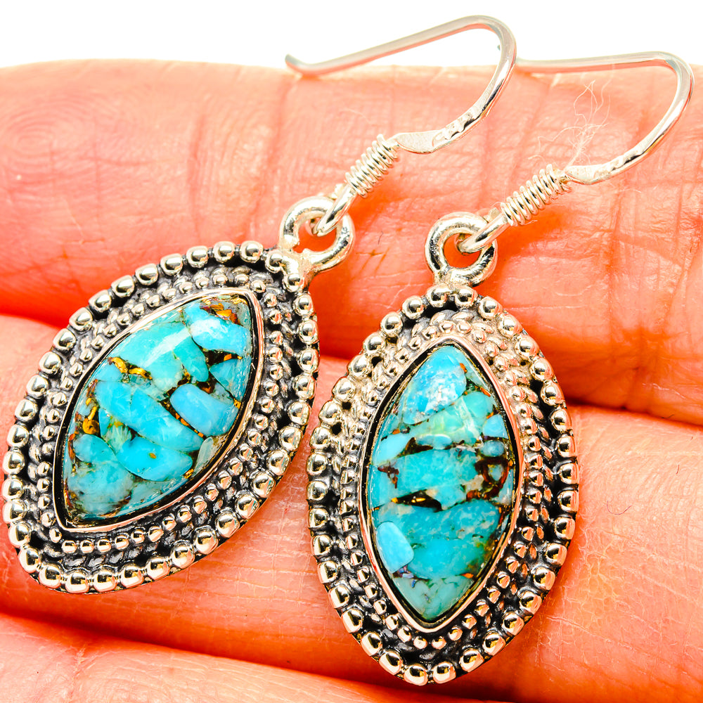 Blue Copper Composite Turquoise Earrings handcrafted by Anasilvercos - EARR430974