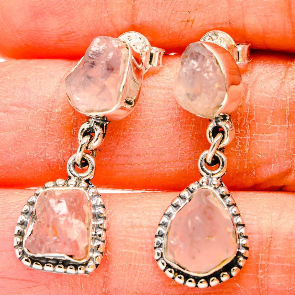 Rose Quartz Earrings handcrafted by Anasilvercos - EARR430991