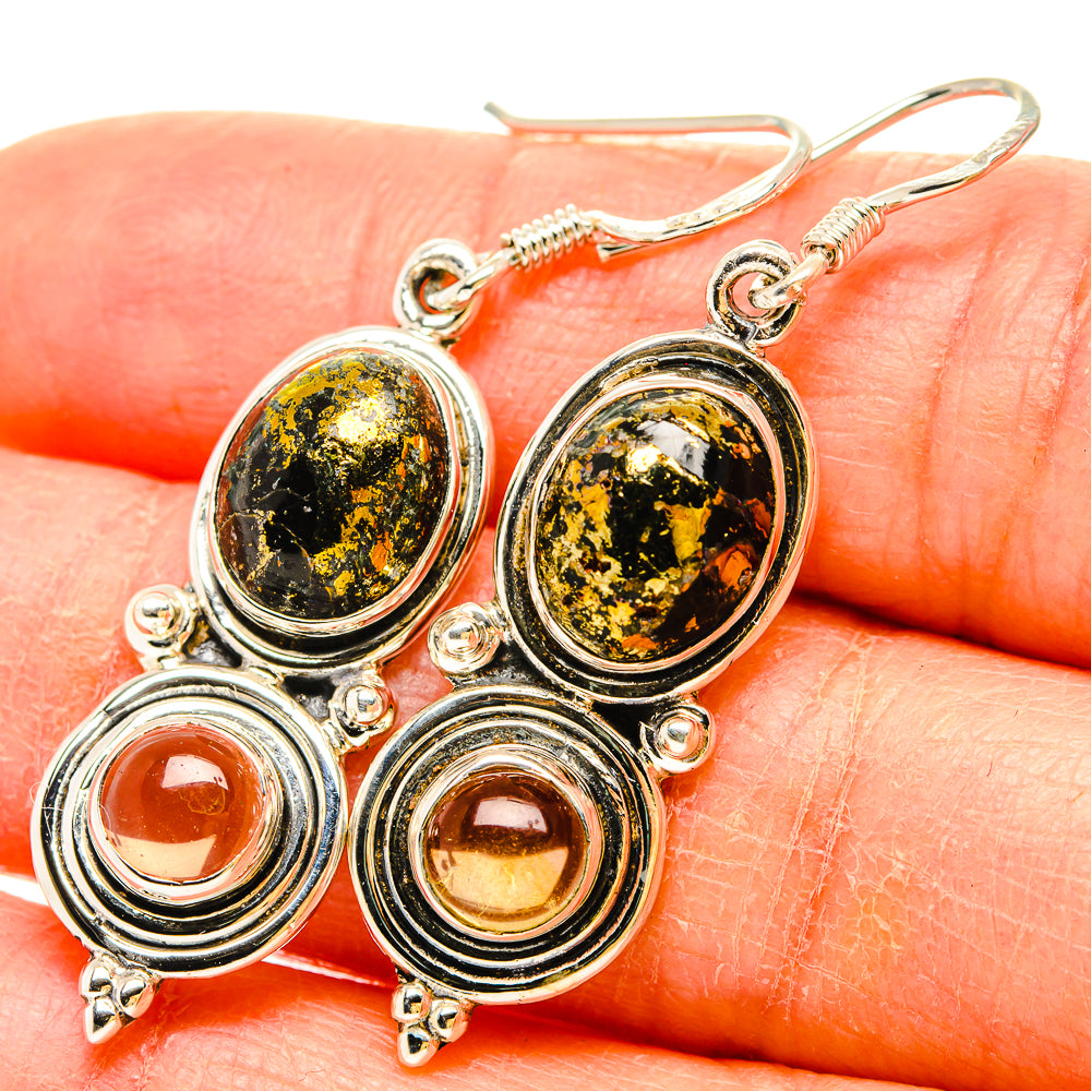 Pyrite In Magnetite Earrings handcrafted by Anasilvercos - EARR430992