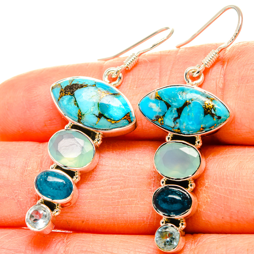 Blue Copper Composite Turquoise Earrings handcrafted by Anasilvercos - EARR431011