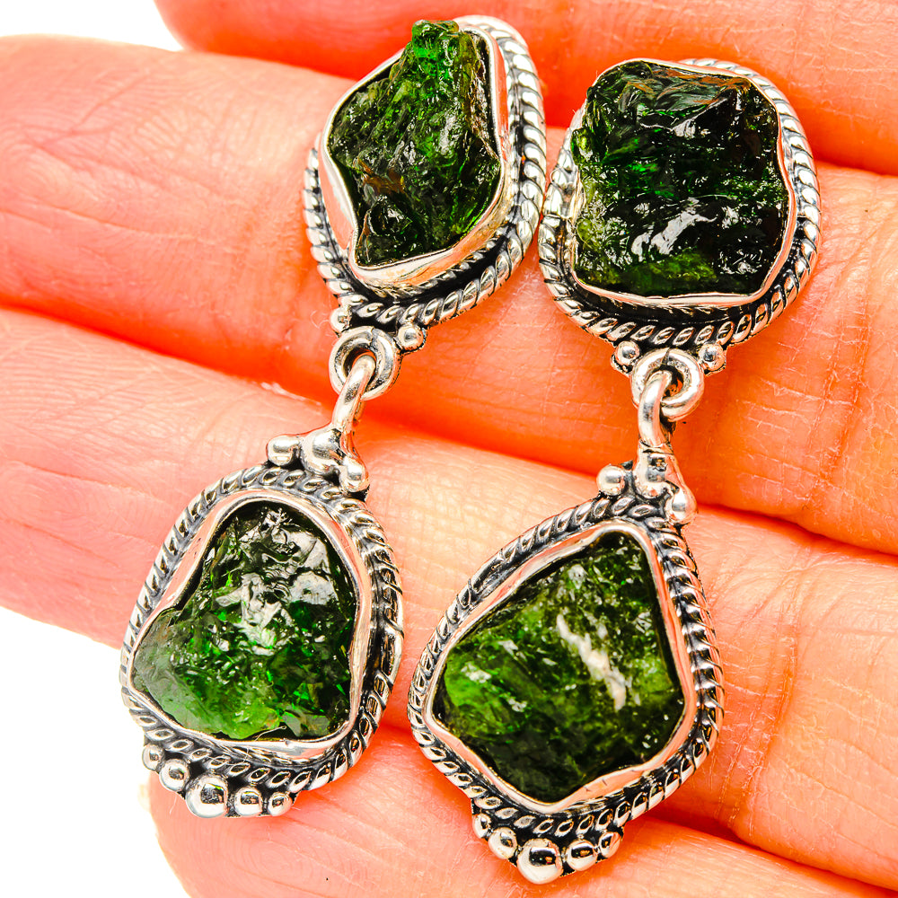 Chrome Diopside Earrings handcrafted by Anasilvercos - EARR431022
