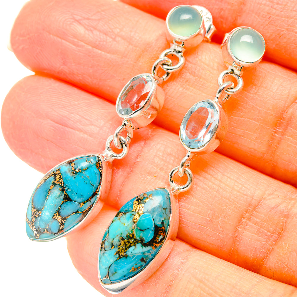 Blue Copper Composite Turquoise Earrings handcrafted by Anasilvercos - EARR431023