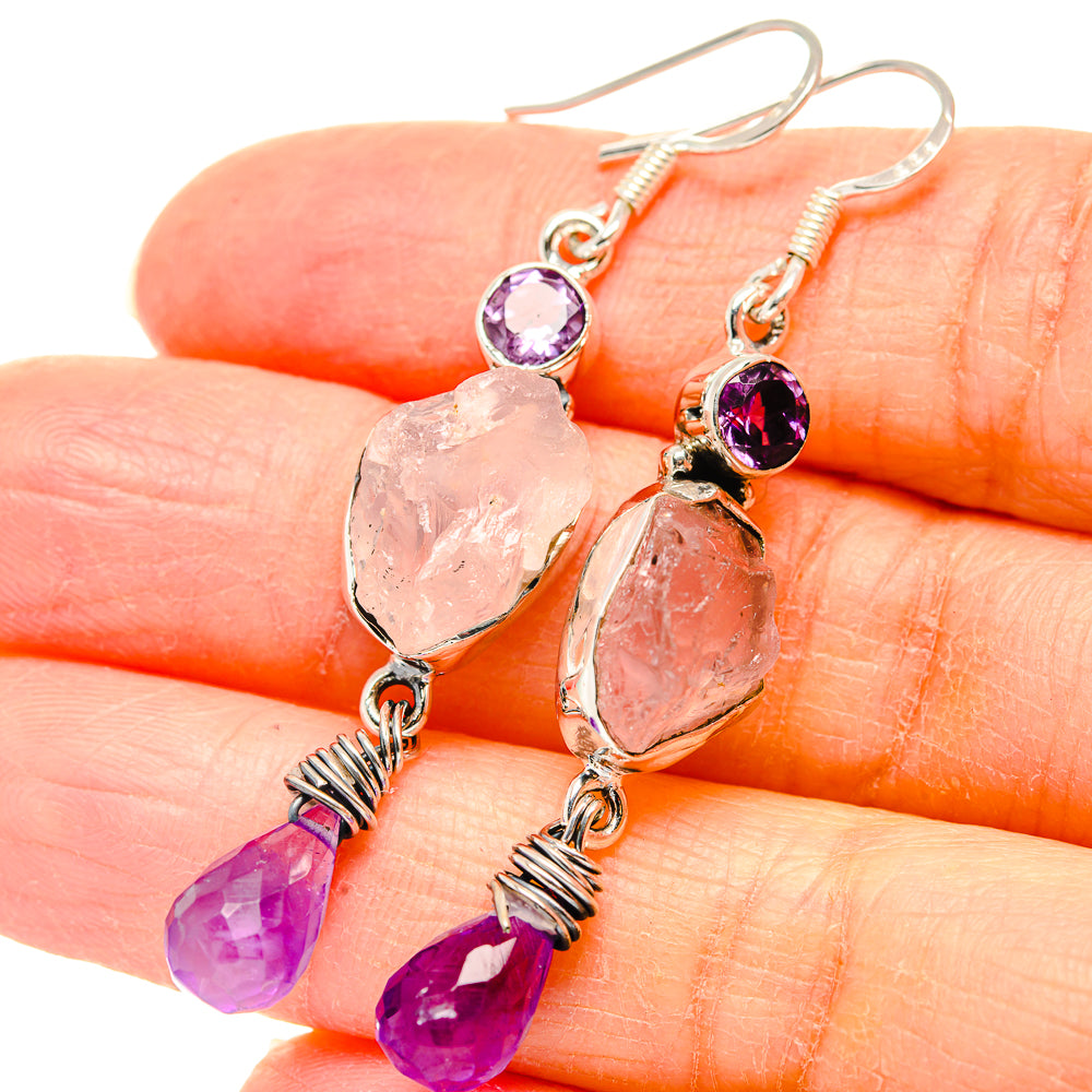 Rose Quartz Earrings handcrafted by Anasilvercos - EARR431035