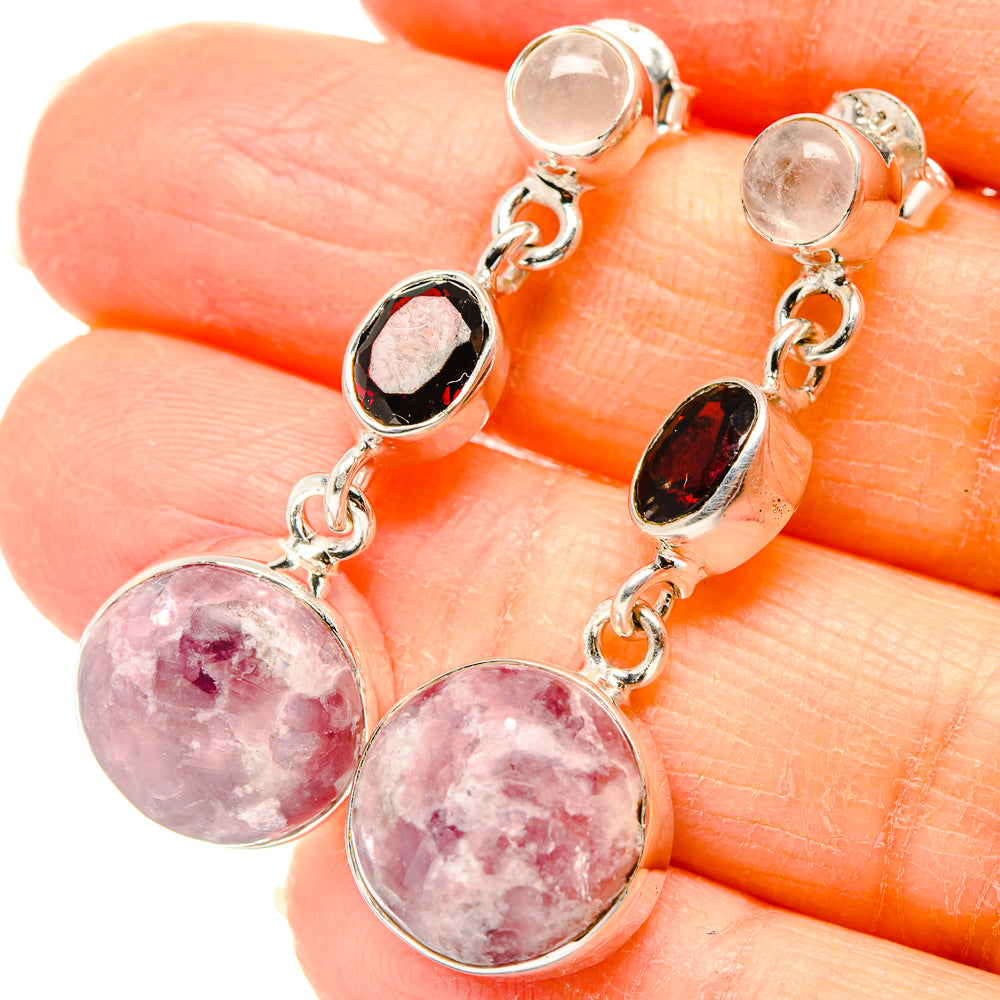 Lepidolite Earrings handcrafted by Anasilvercos - EARR431041