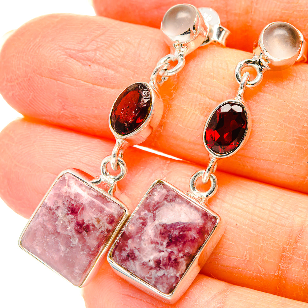 Lepidolite Earrings handcrafted by Anasilvercos - EARR431048