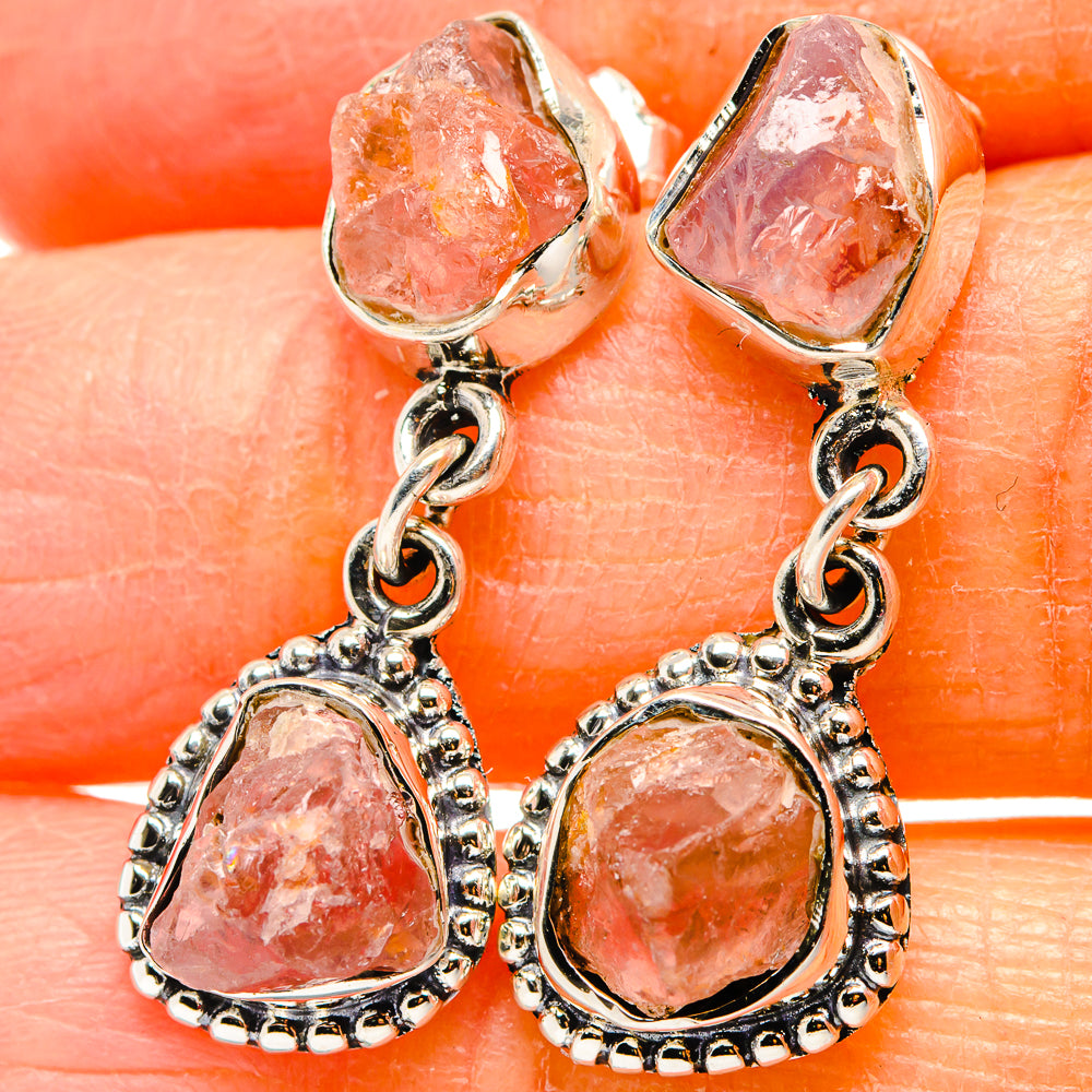 Rose Quartz Earrings handcrafted by Anasilvercos - EARR431051