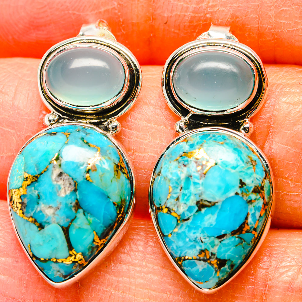 Blue Copper Composite Turquoise Earrings handcrafted by Anasilvercos - EARR431052