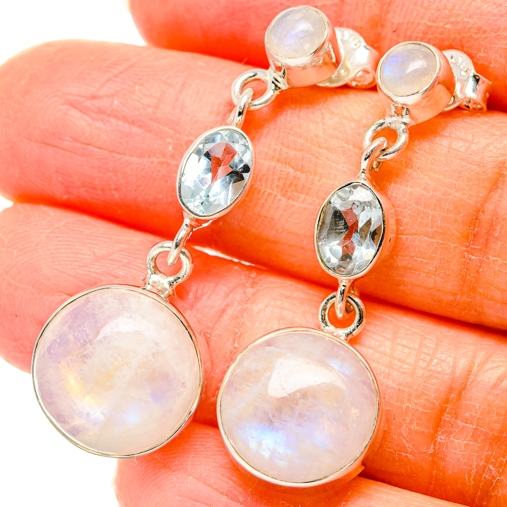 Rainbow Moonstone Earrings handcrafted by Anasilvercos - EARR431054
