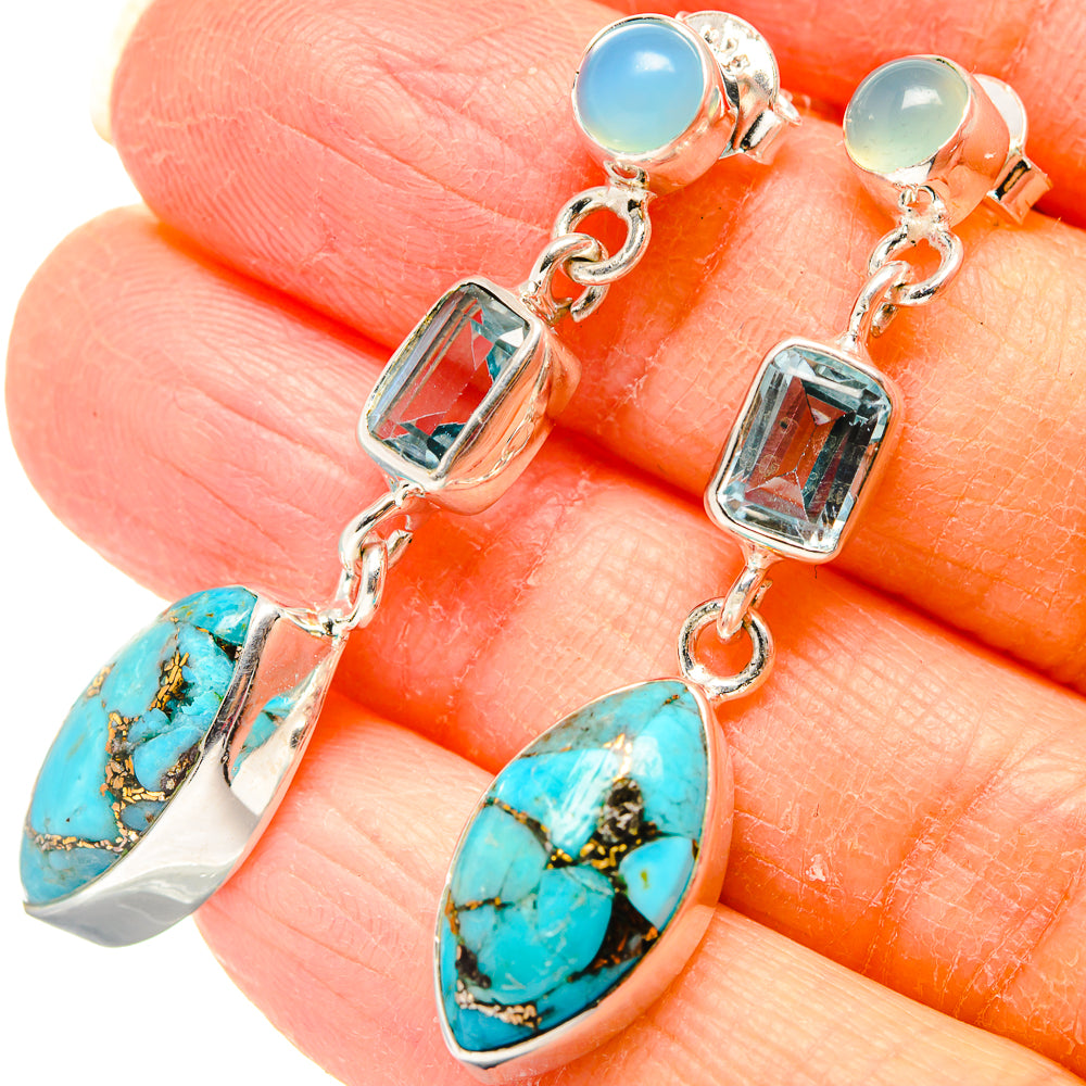 Blue Copper Composite Turquoise Earrings handcrafted by Anasilvercos - EARR431058