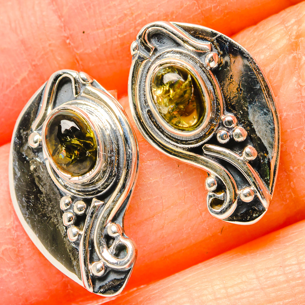 Green Tourmaline Earrings handcrafted by Anasilvercos - EARR431063