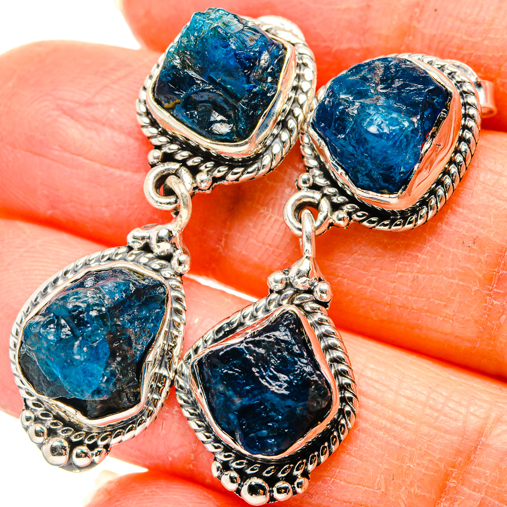Blue Fluorite Earrings handcrafted by Anasilvercos - EARR431066