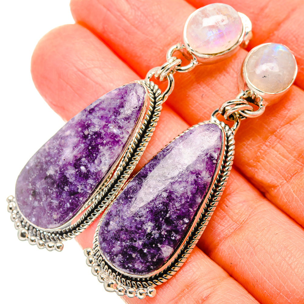 Lepidolite Earrings handcrafted by Anasilvercos - EARR431074