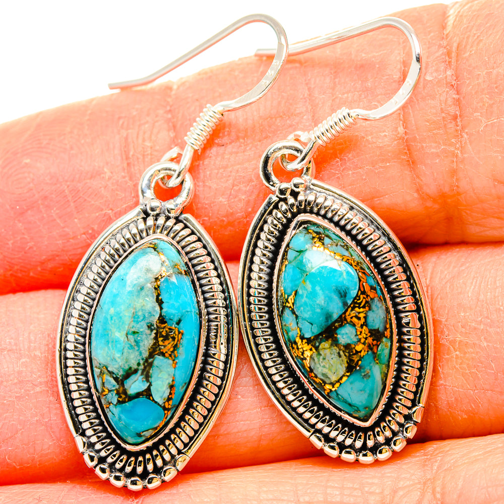 Blue Copper Composite Turquoise Earrings handcrafted by Anasilvercos - EARR431085