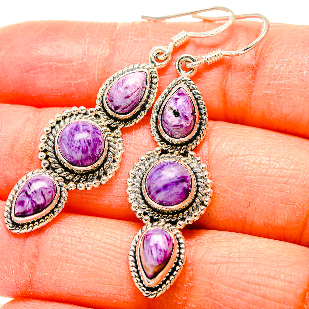 Charoite Earrings handcrafted by Anasilvercos - EARR431107