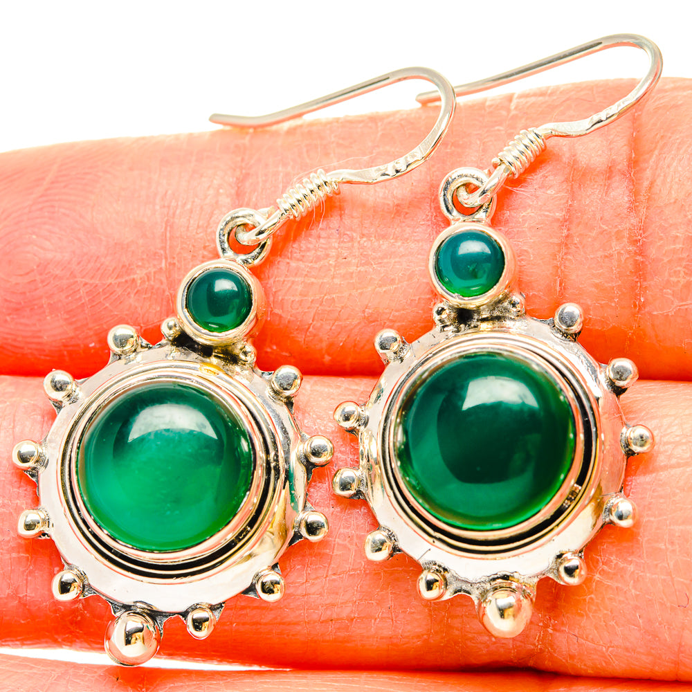 Green Onyx Earrings handcrafted by Anasilvercos - EARR431111
