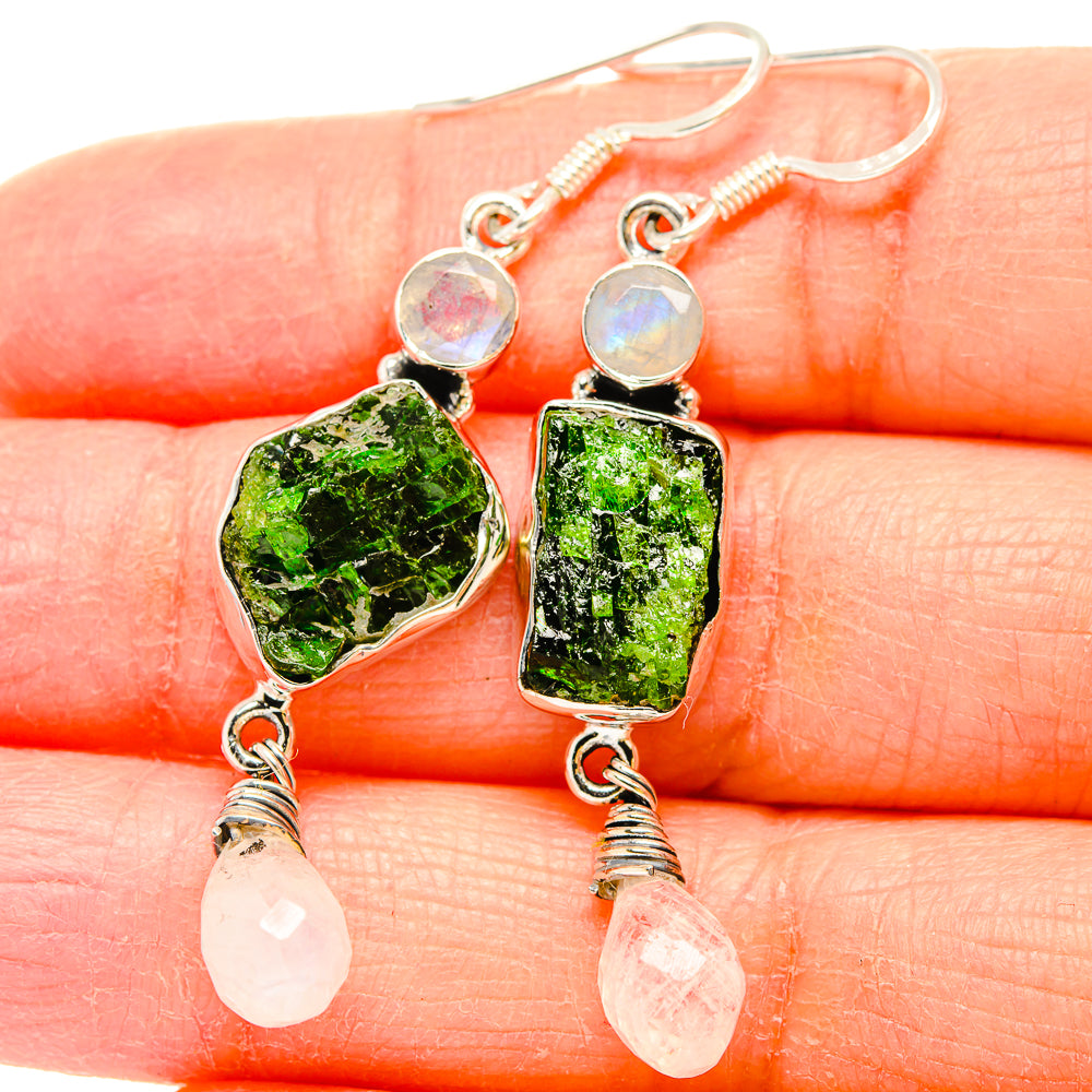 Chrome Diopside Earrings handcrafted by Anasilvercos - EARR431113