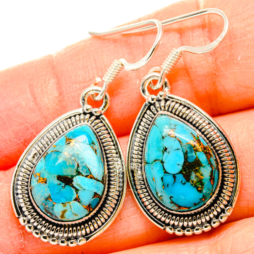 Blue Copper Composite Turquoise Earrings handcrafted by Anasilvercos - EARR431117
