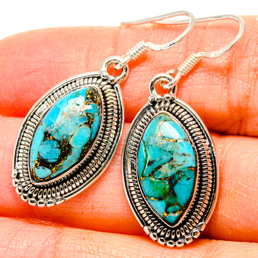 Blue Copper Composite Turquoise Earrings handcrafted by Anasilvercos - EARR431126