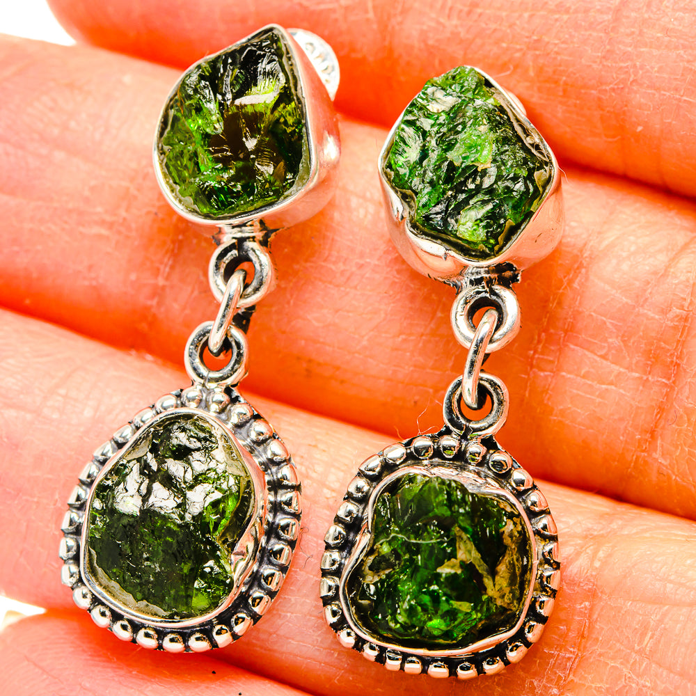 Chrome Diopside Earrings handcrafted by Anasilvercos - EARR431130