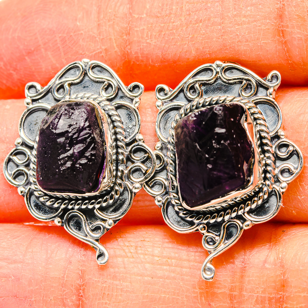 Amethyst Earrings handcrafted by Anasilvercos - EARR431152