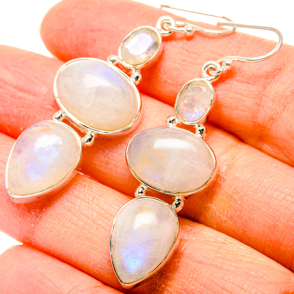 Rainbow Moonstone Earrings handcrafted by Anasilvercos - EARR431158