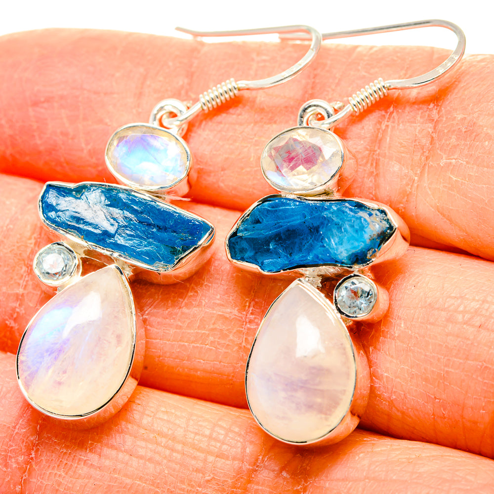 Rainbow Moonstone Earrings handcrafted by Anasilvercos - EARR431163