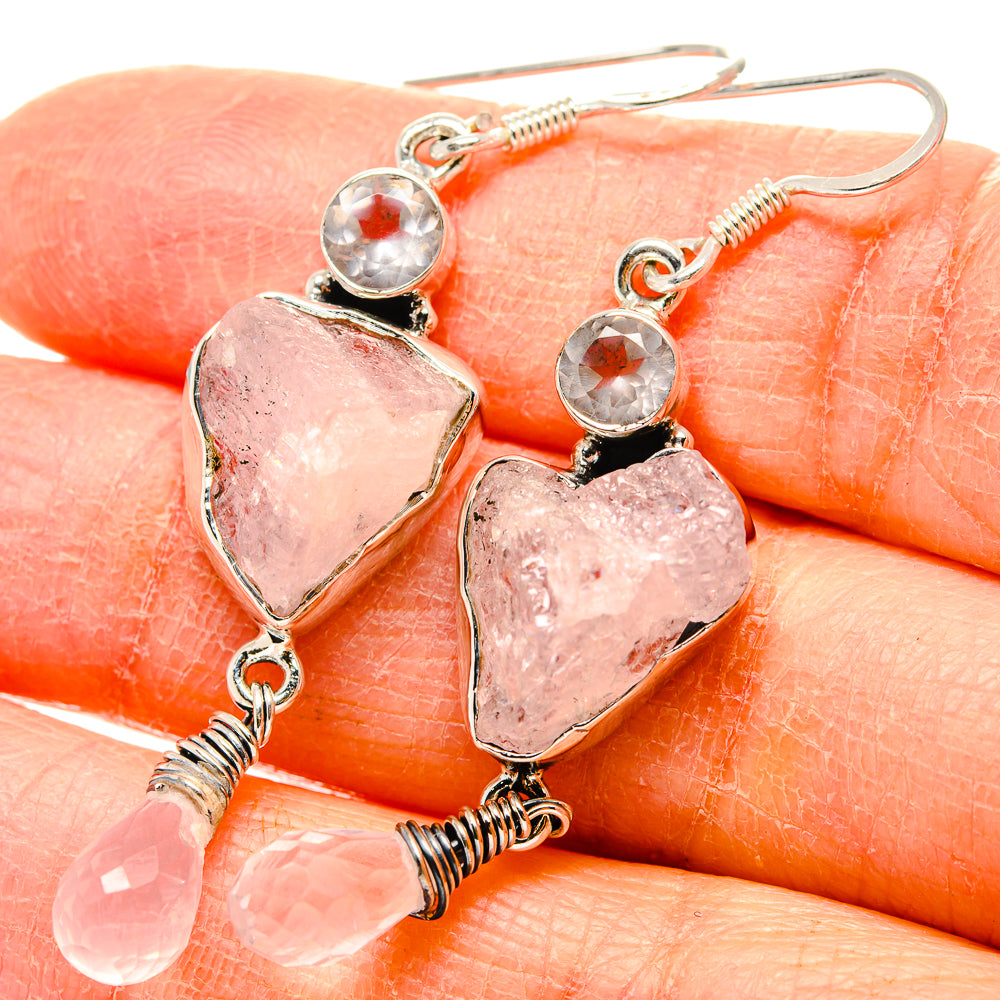 Rose Quartz Earrings handcrafted by Anasilvercos - EARR431167